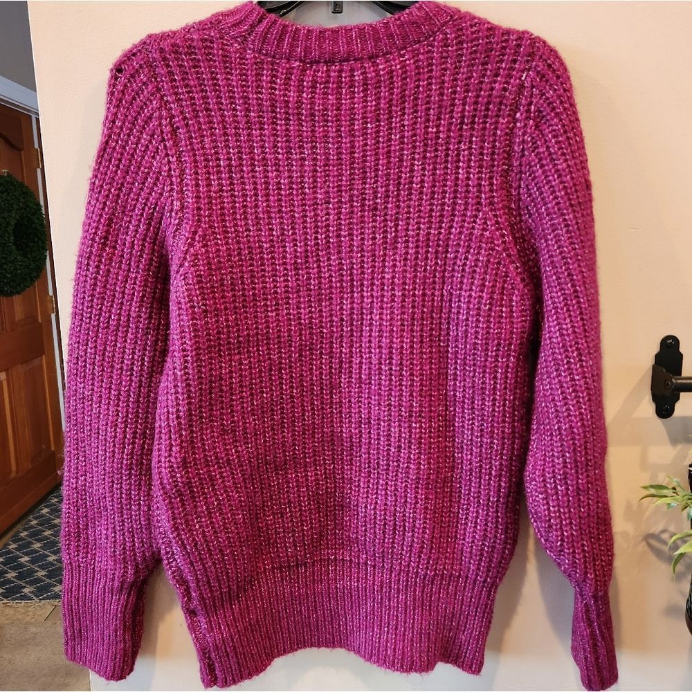 Black tape crewneck oversized thick sweater fuchsia - Picture 2 of 6